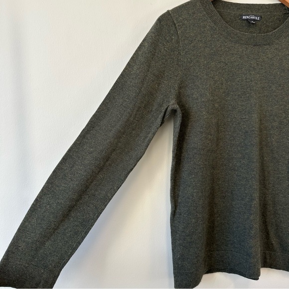 J. Crew Mercantile Dark Green Heather Wool Cotton Blend Crew Neck Sweater - Picture 2 of 8